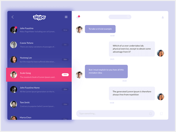 Purple Skype design. Brand identification is lost